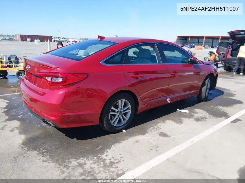 2017 HYUNDAI SONATA VIN 5NPE24AF2HH511007 — фото 4