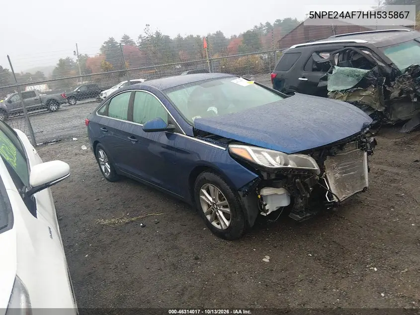HYUNDAI SONATA 2017, VIN 5NPE24AF7HH535867