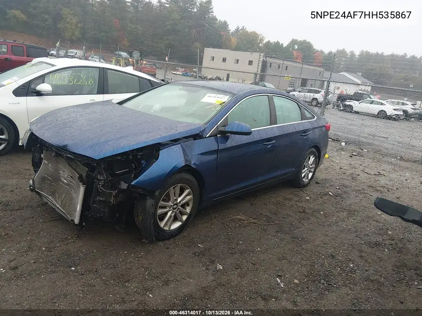 2017 HYUNDAI SONATA VIN 5NPE24AF7HH535867 — фото 2