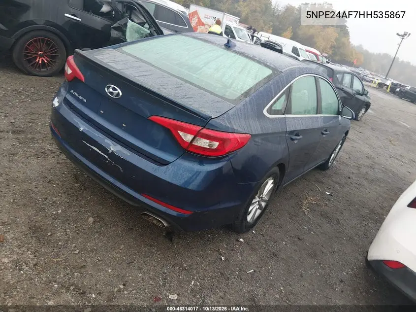 2017 HYUNDAI SONATA VIN 5NPE24AF7HH535867 — фото 4