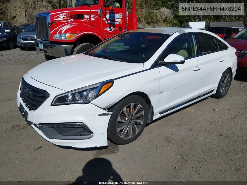 2017 HYUNDAI SONATA VIN 5NPE34AF6HH478204 — фото 2