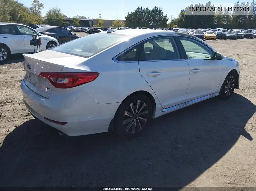 2017 HYUNDAI SONATA VIN 5NPE34AF6HH478204 — фото 4