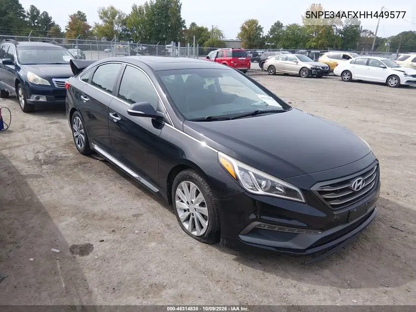 HYUNDAI SONATA 2017, VIN 5NPE34AFXHH449577