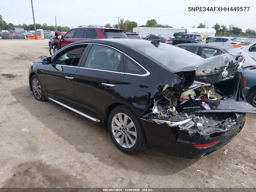 2017 HYUNDAI SONATA VIN 5NPE34AFXHH449577 — фото 3