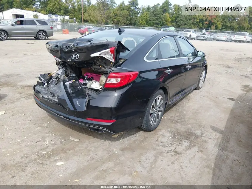 2017 HYUNDAI SONATA VIN 5NPE34AFXHH449577 — фото 4