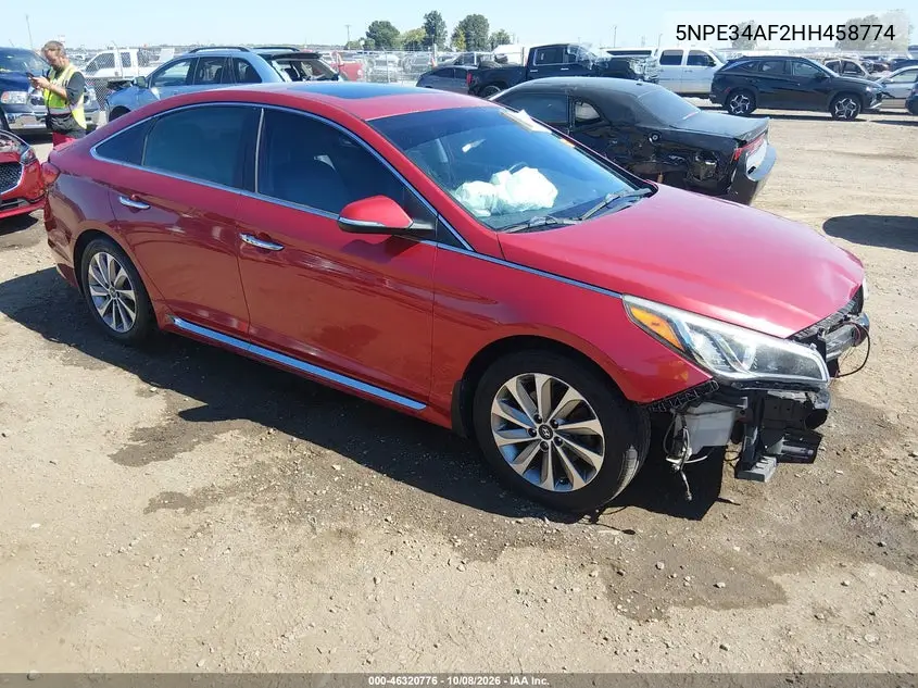 HYUNDAI SONATA 2017, VIN 5NPE34AF2HH458774