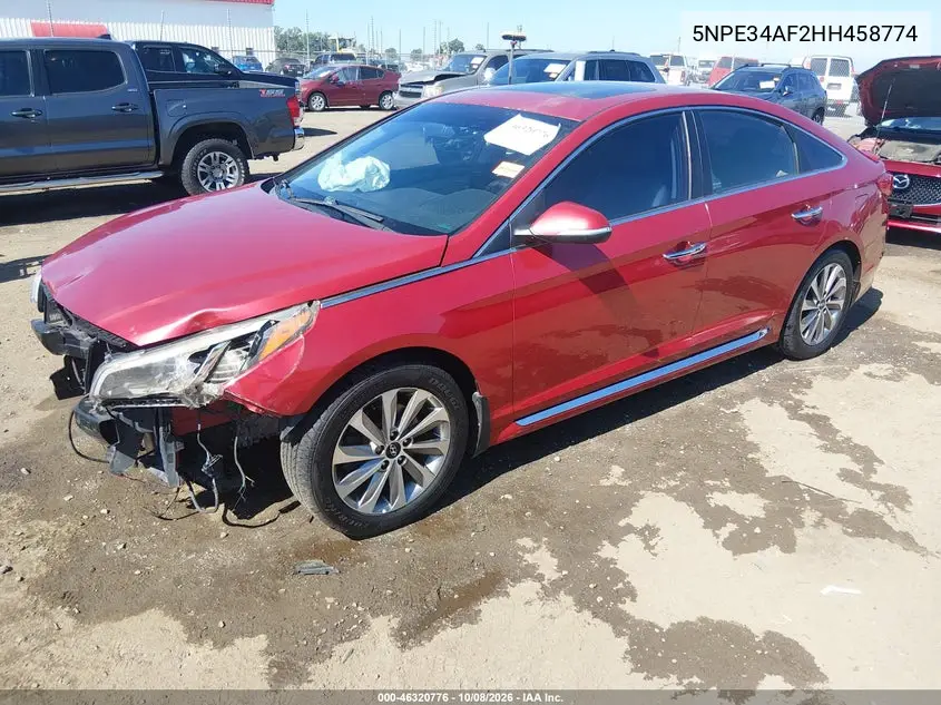2017 HYUNDAI SONATA VIN 5NPE34AF2HH458774 — фото 2