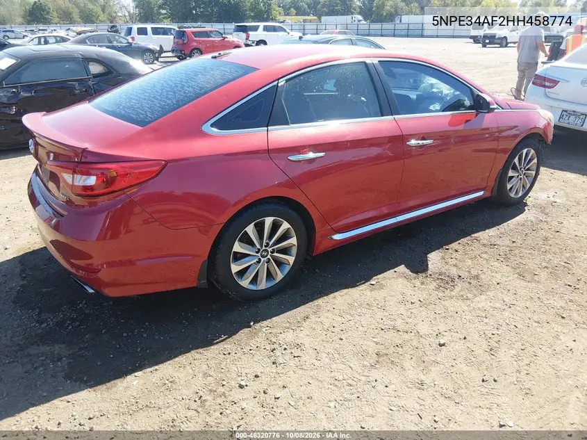 2017 HYUNDAI SONATA VIN 5NPE34AF2HH458774 — фото 4
