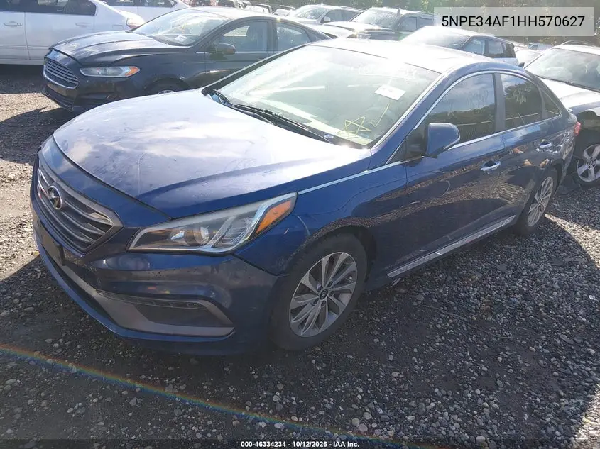 2017 HYUNDAI SONATA VIN 5NPE34AF1HH570627 — фото 2