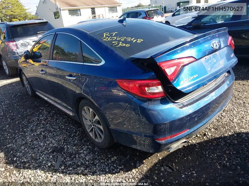2017 HYUNDAI SONATA VIN 5NPE34AF1HH570627 — фото 3