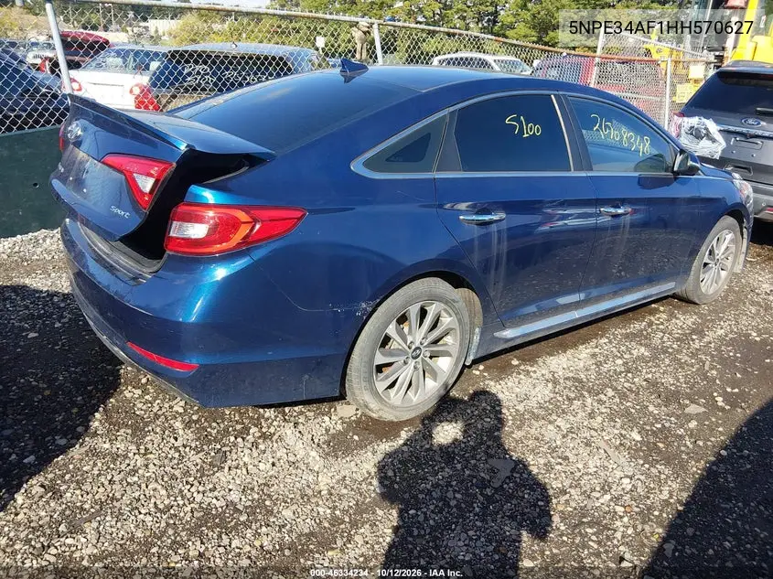 2017 HYUNDAI SONATA VIN 5NPE34AF1HH570627 — фото 4