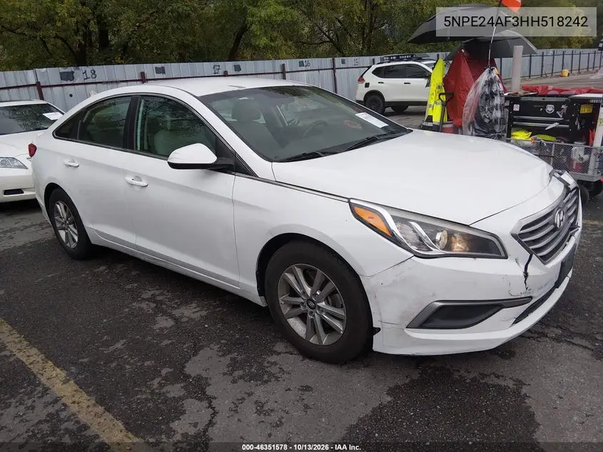 HYUNDAI SONATA 2017, VIN 5NPE24AF3HH518242
