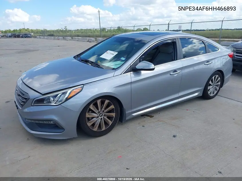 2017 HYUNDAI SONATA VIN 5NPE34AF6HH466893 — фото 2