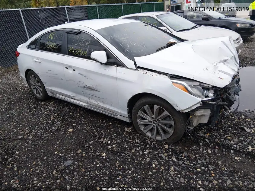 HYUNDAI SONATA 2017, VIN 5NPE34AFXHH519319