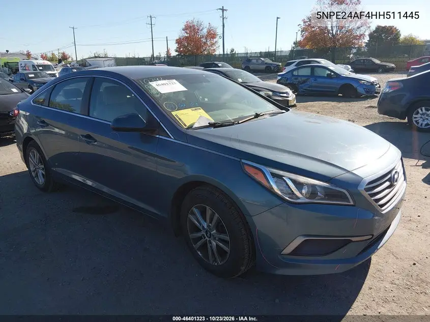 HYUNDAI SONATA 2017, VIN 5NPE24AF4HH511445