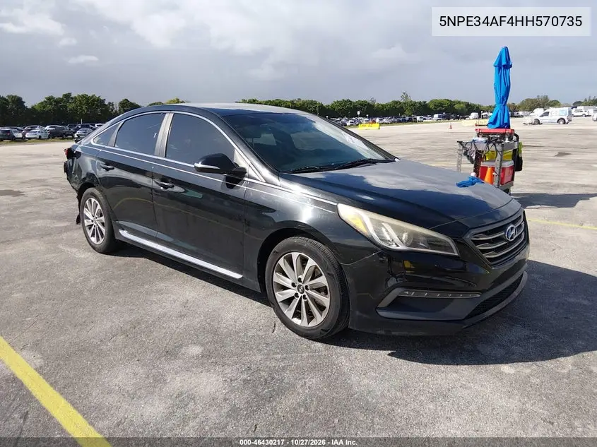 HYUNDAI SONATA 2017, VIN 5NPE34AF4HH570735
