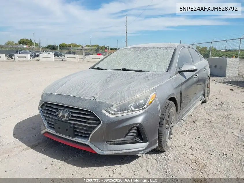 2018 HYUNDAI SONATA VIN 5NPE24AFXJH628792 — фото 2