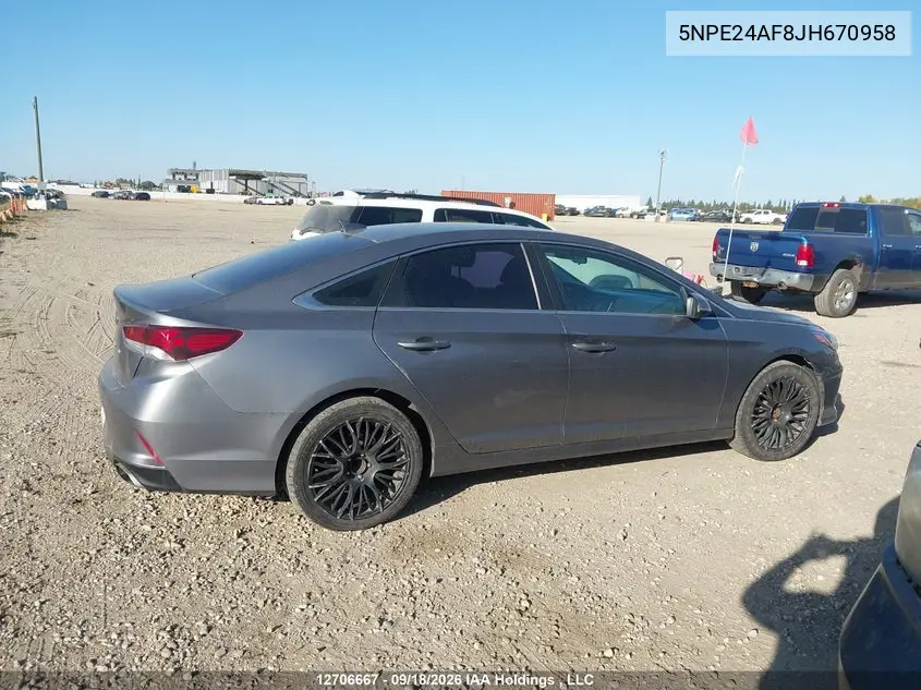 2018 HYUNDAI SONATA VIN 5NPE24AF8JH670958 — фото 12