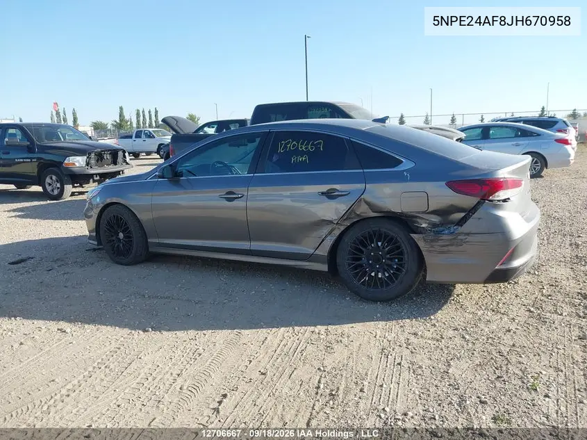 2018 HYUNDAI SONATA VIN 5NPE24AF8JH670958 — фото 13