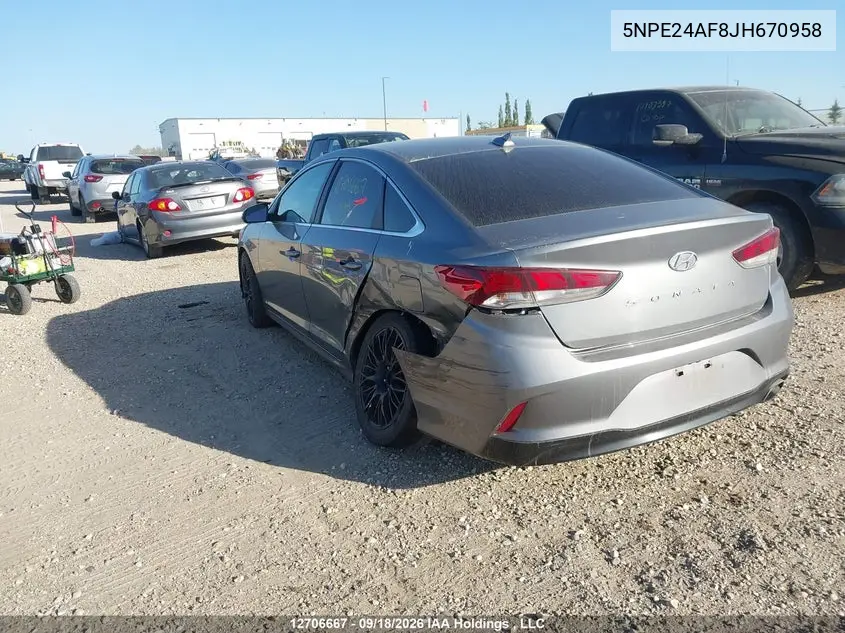 2018 HYUNDAI SONATA VIN 5NPE24AF8JH670958 — фото 3