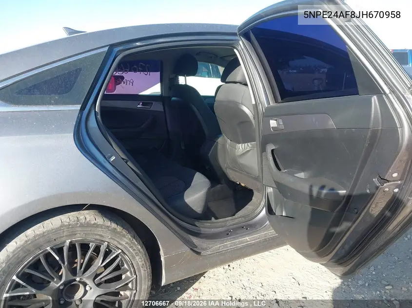 2018 HYUNDAI SONATA VIN 5NPE24AF8JH670958 — фото 8
