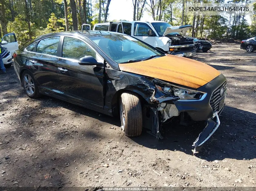 HYUNDAI SONATA 2018, VIN 5NPE34AF3JH648475