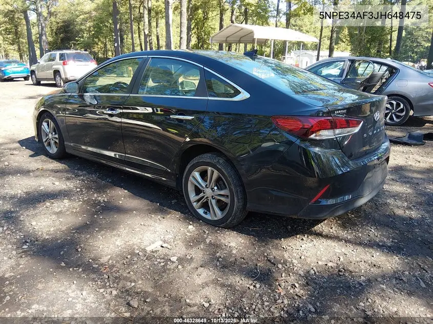 2018 HYUNDAI SONATA VIN 5NPE34AF3JH648475 — фото 3