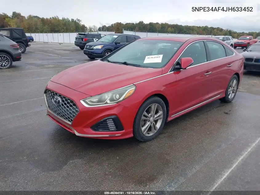 2018 HYUNDAI SONATA VIN 5NPE34AF4JH633452 — фото 2