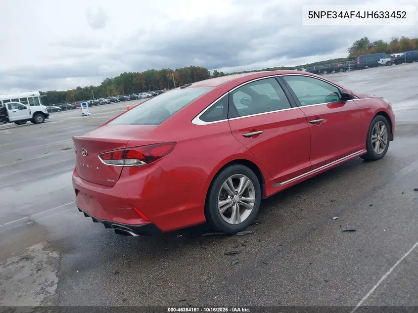 2018 HYUNDAI SONATA VIN 5NPE34AF4JH633452 — фото 4