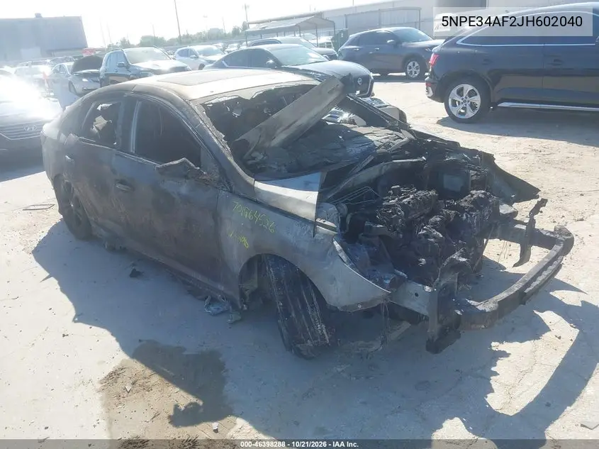 HYUNDAI SONATA 2018, VIN 5NPE34AF2JH602040