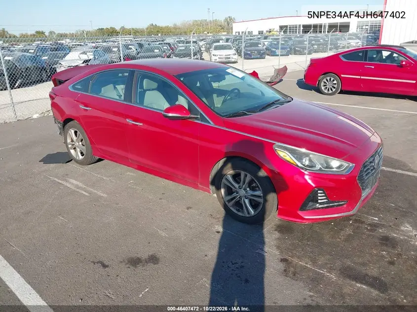 HYUNDAI SONATA 2018, VIN 5NPE34AF4JH647402