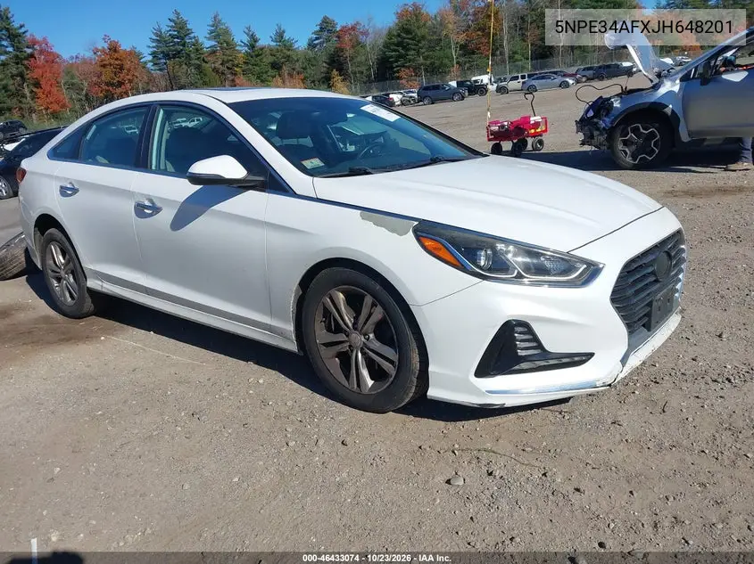 HYUNDAI SONATA 2018, VIN 5NPE34AFXJH648201