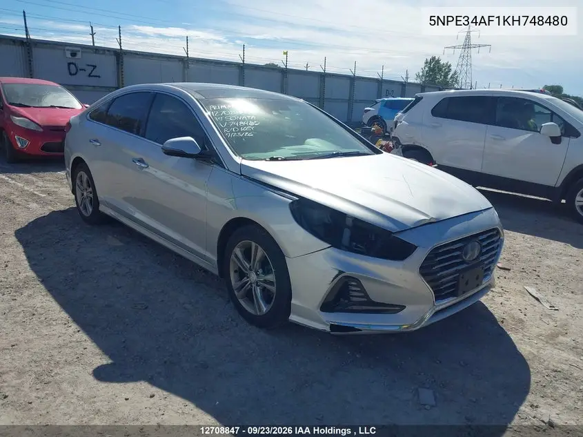 HYUNDAI SONATA 2019, VIN 5NPE34AF1KH748480