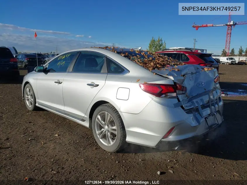2019 HYUNDAI SONATA VIN 5NPE34AF3KH749257 — фото 3