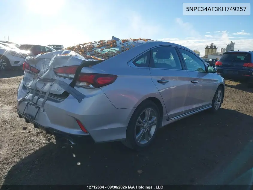 2019 HYUNDAI SONATA VIN 5NPE34AF3KH749257 — фото 4