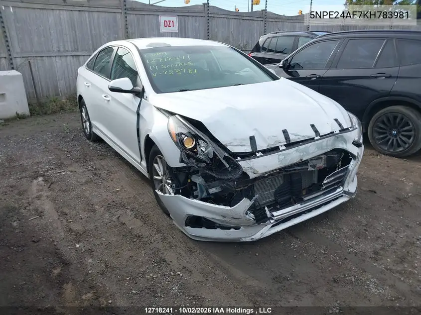 HYUNDAI SONATA 2019, VIN 5NPE24AF7KH783981