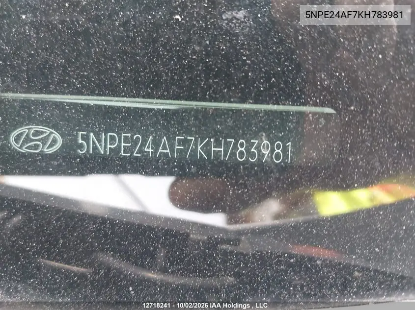 2019 HYUNDAI SONATA VIN 5NPE24AF7KH783981 — фото 17