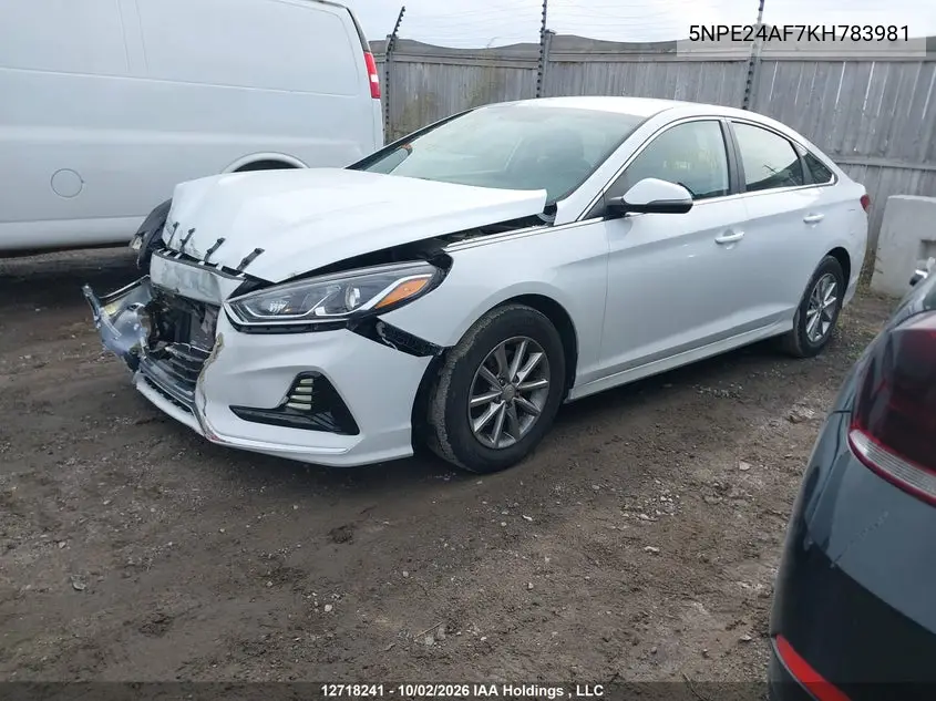 2019 HYUNDAI SONATA VIN 5NPE24AF7KH783981 — фото 2
