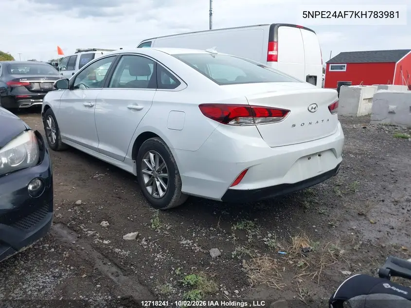 2019 HYUNDAI SONATA VIN 5NPE24AF7KH783981 — фото 3