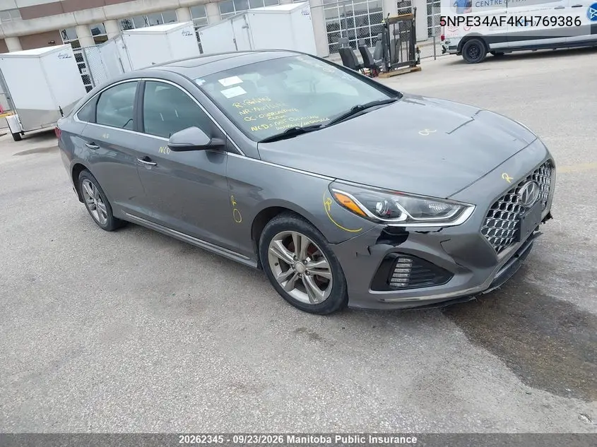 HYUNDAI SONATA 2019, VIN 5NPE34AF4KH769386