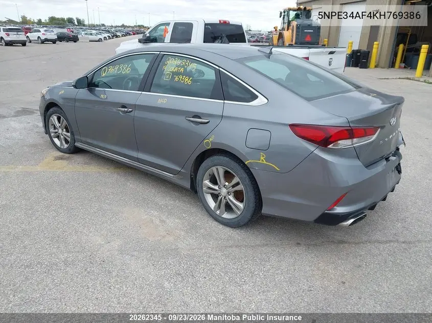 2019 HYUNDAI SONATA VIN 5NPE34AF4KH769386 — фото 3
