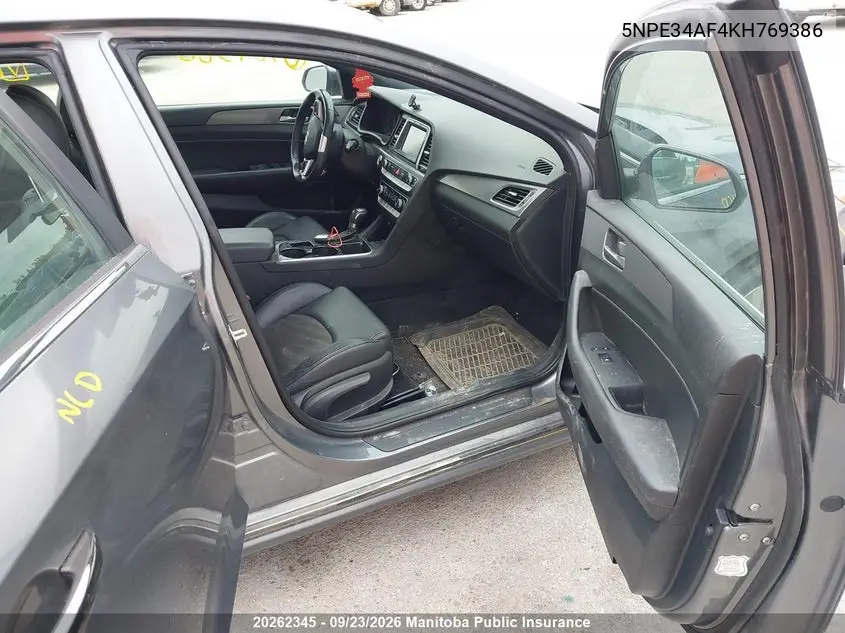2019 HYUNDAI SONATA VIN 5NPE34AF4KH769386 — фото 5