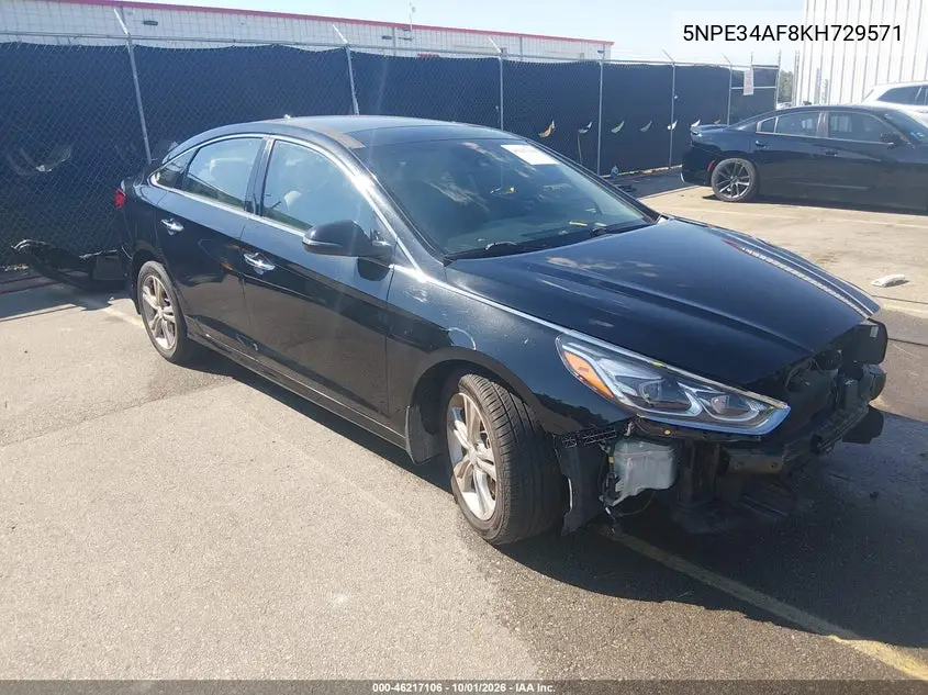 HYUNDAI SONATA 2019, VIN 5NPE34AF8KH729571