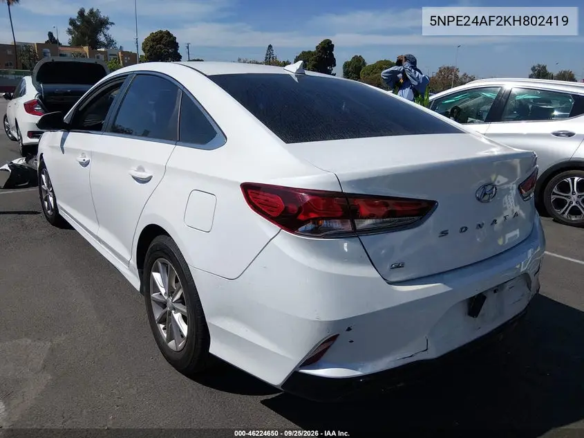 2019 HYUNDAI SONATA VIN 5NPE24AF2KH802419 — фото 3