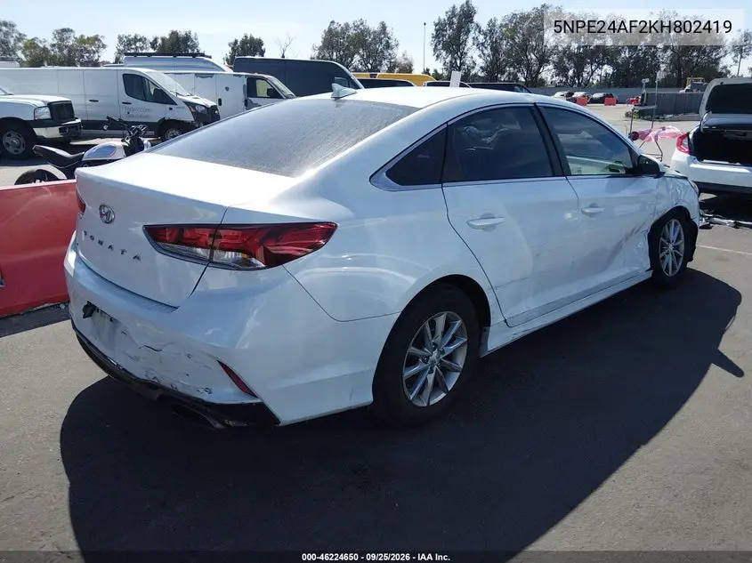2019 HYUNDAI SONATA VIN 5NPE24AF2KH802419 — фото 4