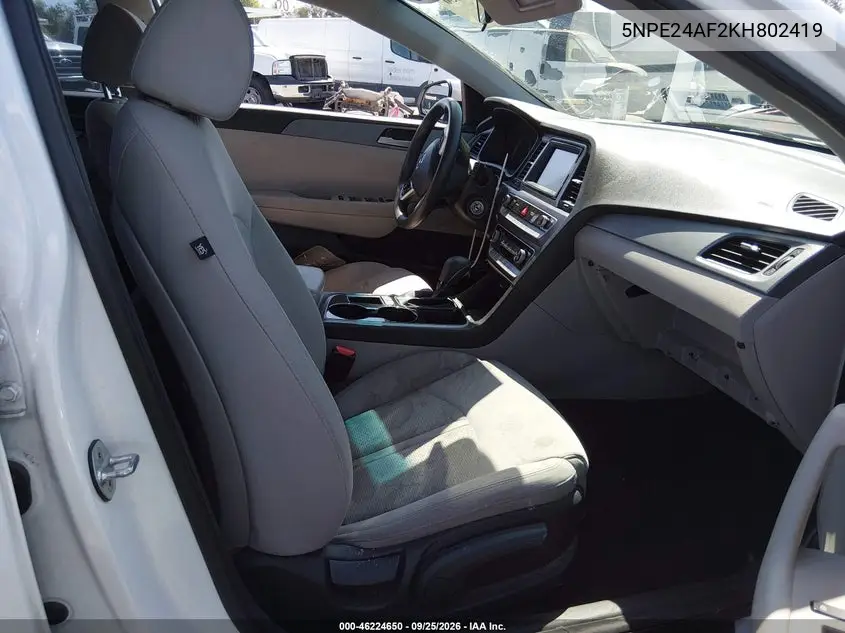2019 HYUNDAI SONATA VIN 5NPE24AF2KH802419 — фото 5