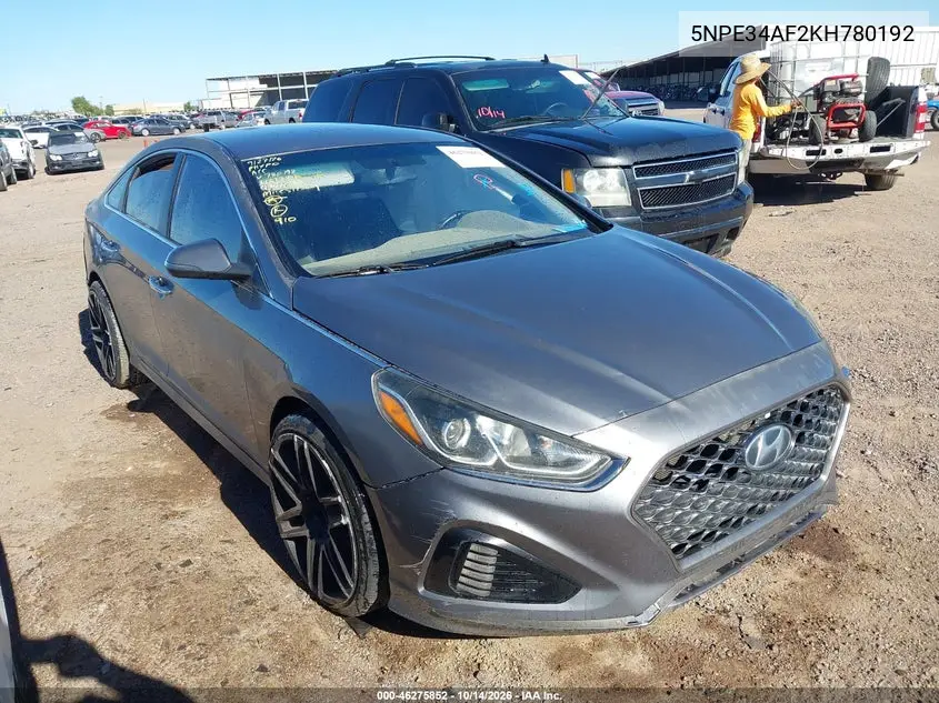 HYUNDAI SONATA 2019, VIN 5NPE34AF2KH780192
