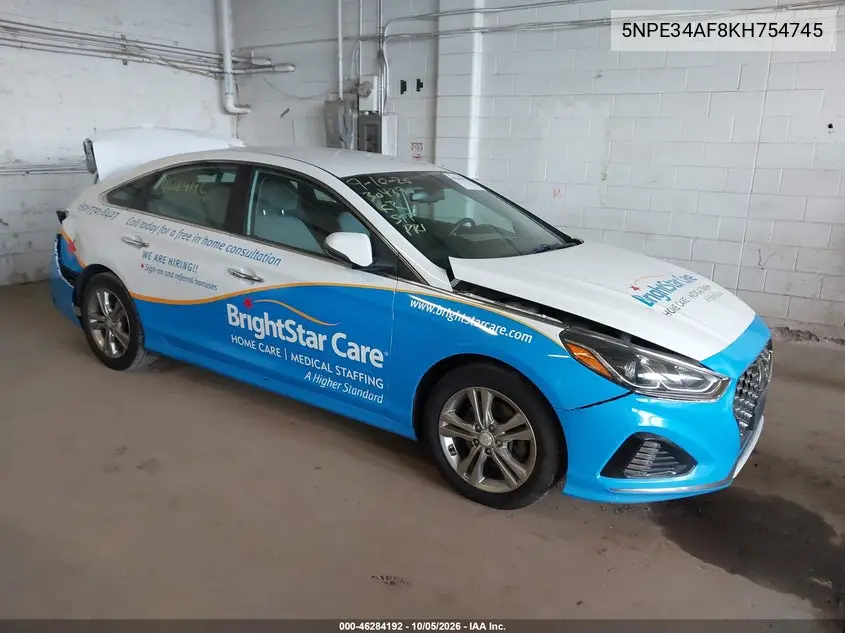 HYUNDAI SONATA 2019, VIN 5NPE34AF8KH754745