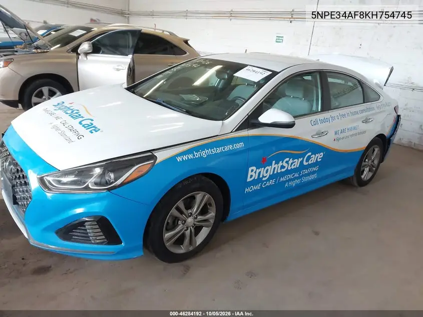 2019 HYUNDAI SONATA VIN 5NPE34AF8KH754745 — фото 2