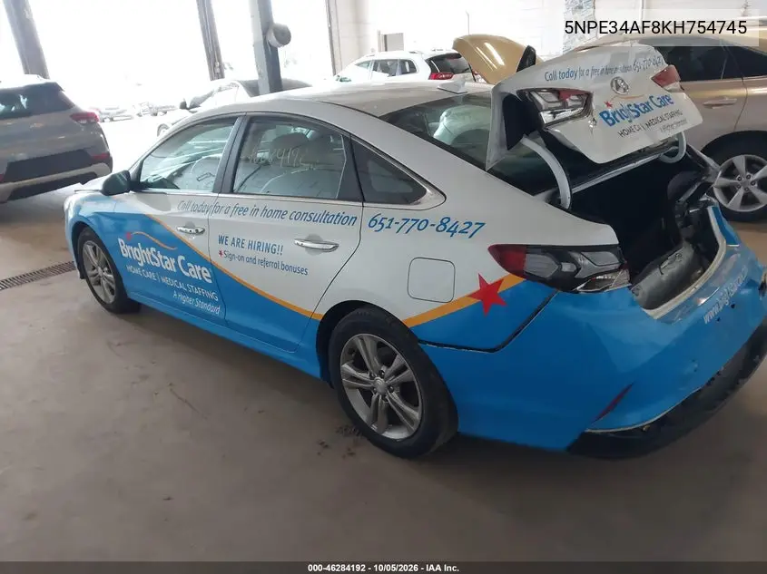 2019 HYUNDAI SONATA VIN 5NPE34AF8KH754745 — фото 3